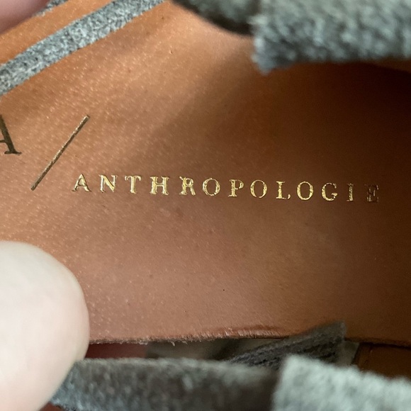 Anthropologie Gray Beaded Suede Tassels Wrap Open Toe Wedge Sandals EUC Size 37 - Picture 11 of 12